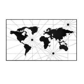 World Map 16 Fali fém dekoráció 120x70  Fekete