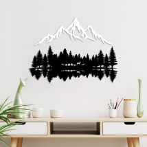   Nature And Mountain - 12 Fali fém dekoráció  Fekete-Fehér