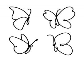 Butterflies Fali fém dekoráció 25x25  Fekete