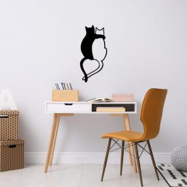 Love Cats - 478 Fali fém dekoráció 33x70  Fekete