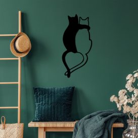 Love Cats - 478 Fali fém dekoráció 33x70  Fekete