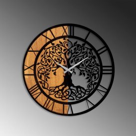 Wooden Clock - 64 Dekoratív fa falióra 56x56  Dió-Fekete