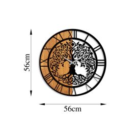 Wooden Clock - 64 Dekoratív fa falióra 56x56  Dió-Fekete