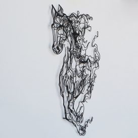 Metal Horse Line Art - APT724 Fali fém dekoráció 41x66  Fekete