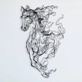 Metal Horse Line Art - APT724 v2 Fali fém dekoráció 99x62  Fekete