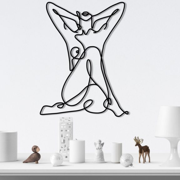 Geometric Nude Woman Fali fém dekoráció 38x50  Fekete