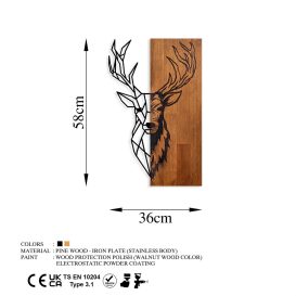 Red Deer 1 Fa fali dekoráció 36x58  Dió-Fekete