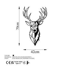 Red Deer 2 Fali fém dekoráció 42x70  Fekete