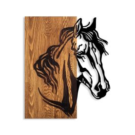 Horse 1 Fa fali dekoráció 48x57  Dió-Fekete