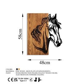 Horse 1 Fa fali dekoráció 48x57  Dió-Fekete