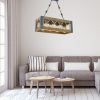 Çapraz Halatlı 4Lü Avize Enteriőr dizájn Csillár  DióFekete 60x25x70 cm N