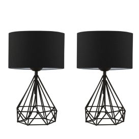 AYD-2974 Enteriőr dizájn Asztali lámpakészlet (2 darab)  Fekete 24x15x41 cm