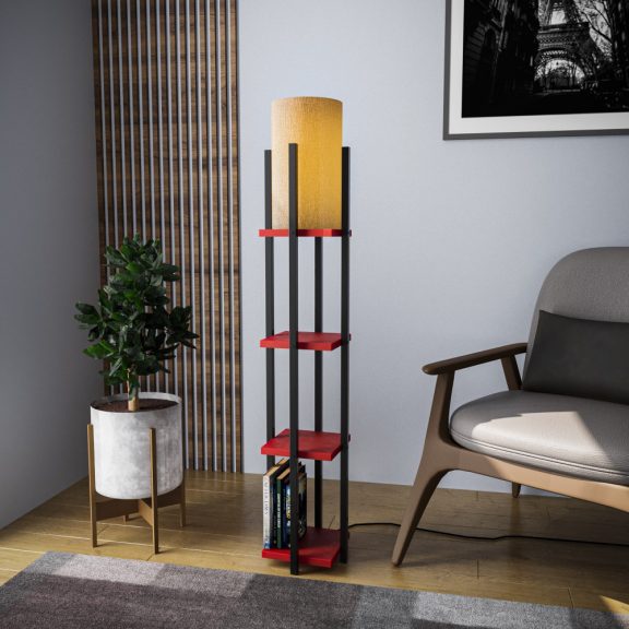 Shelf Lamp - 8118 Enteriőr dizájn Állólámpa  Fekete
Piros 25x20x130 cm