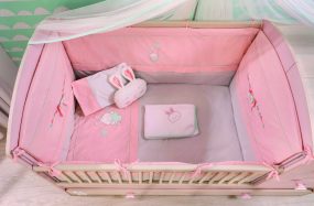   Baby Girl (75 x 115) Baba ágyneműhuzat szett  Rózsaszín szürke fehér
