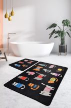 Black Cats Fürdőszoba szőnyeg szett (2 darab)  Multicolor