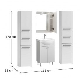 Luna S33 fürdőszoba bútor szett Ikeany alsószekrény mosdóval és Emilia tükrös szekrénnyel