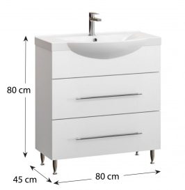 Fidelia fürdőszobai alsószekrény mosdóval 80 cm fehér