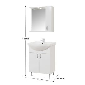 Bazena55  II NEW fürdőszoba bútor szett mosdóval, Oglio50 tükrös polccal