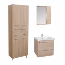   Ligorno Luxury fürdőszobai Sonoma szett 55 cm-es Ligorno alsószekrénnyel, mosdóval, Cologna Duplo szekrénnyel és Oglio tükörrel