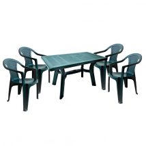   Lamia 4 személyes kerti bútor szett, zöld asztallal, 4 db Flen zöld székkel