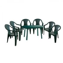   Franca 6 személyes kerti bútor szett, zöld asztallal, 6 db zöld székkel