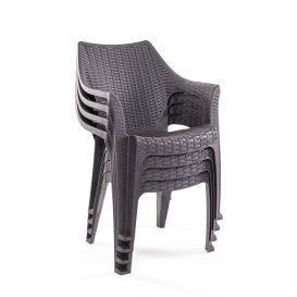 XXL 8 személyes stabil kerti bútorszett Tavira székekkel - Antracit - Barna