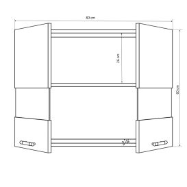Salandra Elemes konyha 2 ajtós üveges felsőszekrény sonoma 80 x 60 x 30 cm