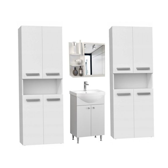 Adino Lungo fürdőszoba bútor szett Ikeany alsószekrénnyel, mosdóval, Adino II NEW tükrös szekrénnyel