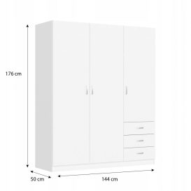 Riava gardróbszekrény 144cm F 3D3S  Fehér