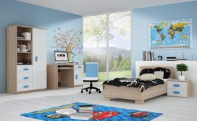  Smyk III Ifjúsági bútorszett 03 Sonoma - Fehér - Ágyneműtartós ággyal - Választható színes fogantyúval