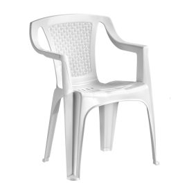 Genova 4 személyes kerti bútor szett, fehér asztallal, 4 db Palermo fehér székkel