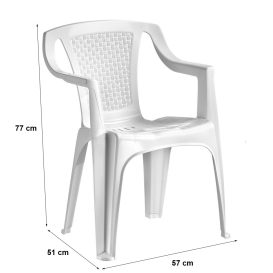 Genova 4 személyes kerti bútor szett, fehér asztallal, 4 db Palermo fehér székkel