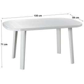 Santorini 6 személyes kerti bútor szett, fehér asztallal, 6 db Rodosz fehér székkel