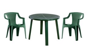   Genova 2 személyes kerti bútor szett, zöld asztallal, 2 db Palermo zöld székkel