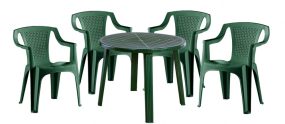   Genova 4 személyes kerti bútor szett, zöld asztallal, 4 db Palermo zöld székkel