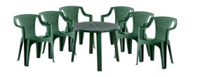   Genova 6 személyes kerti bútor szett, zöld asztallal, 6 db Palermo zöld székkel