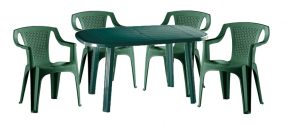   Santorini 4 személyes kerti bútor szett, zöld asztallal, 4 db Palermo zöld székkel