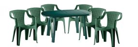  Santorini 6 személyes kerti bútor szett, zöld asztallal, 6 db Palermo zöld székkel