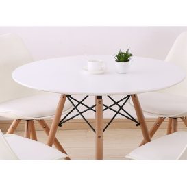 Étkezőasztal,  fehér/bükk, GAMIN II NEW 80cm