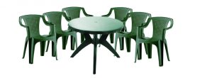   Genova II NEW 6 személyes kerti bútor szett, zöld asztallal, 6 db Palermo zöld székkel