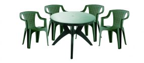   Genova II NEW 4 személyes kerti bútor szett, zöld asztallal, 4 db Palermo zöld székkel