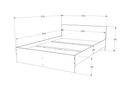 Pietro II NEW Kétszemélyes 140x200 bútor szett Adormo Smart 15 cm matraccal és 2 éjjeliszekrénnyel –