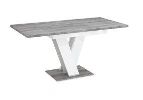   Masiv bővíthető étkezőasztal 4-6 személyes beton/magasfényű fehér