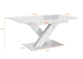 Maasix WTG magasfényű 6-8 személyes bővíthető étkezőasztal  Fehér