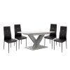 Maasix WTS Magasfényű Fehér-Szürke X 4 személyes étkezőszett Fekete Elvira székekkel