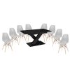 Maasix BKG Magasfényű Fekete 8 személyes étkezőszett Szürke Didier székekkel