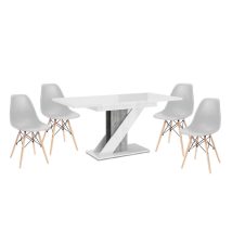   Maasix WGS Szürke-Magasfényű Fehér Z 4 személyes étkezőszett Szürke Didier székekkel
