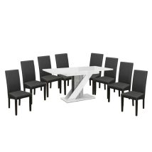   Maasix WGS Szürke-Magasfényű Fehér Z 8 személyes étkezőszett Szürke Vanda székekkel