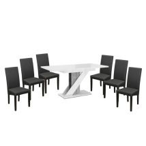   Maasix WGS  Szürke-Magasfényű Fehér Z 6 személyes étkezőszett Szürke Vanda székekkel