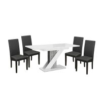   Maasix WGS Szürke-Magasfényű Fehér Z 4 személyes étkezőszett Szürke Vanda székekkel